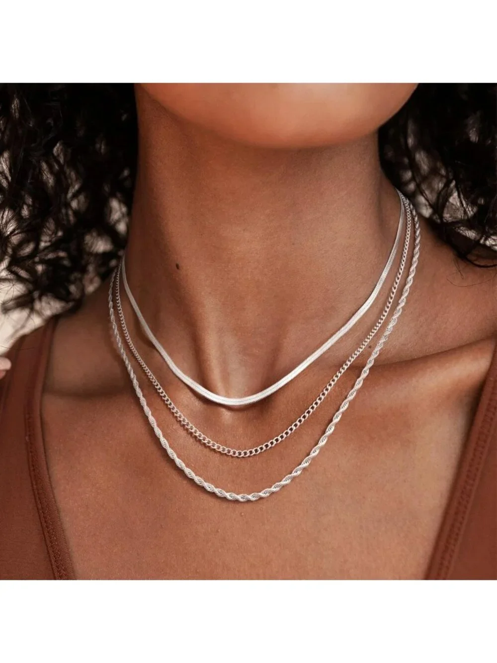 Chic Layered Necklaces Set for Women, 3 Chain Choker Jewelry, Gold/Silver Plated